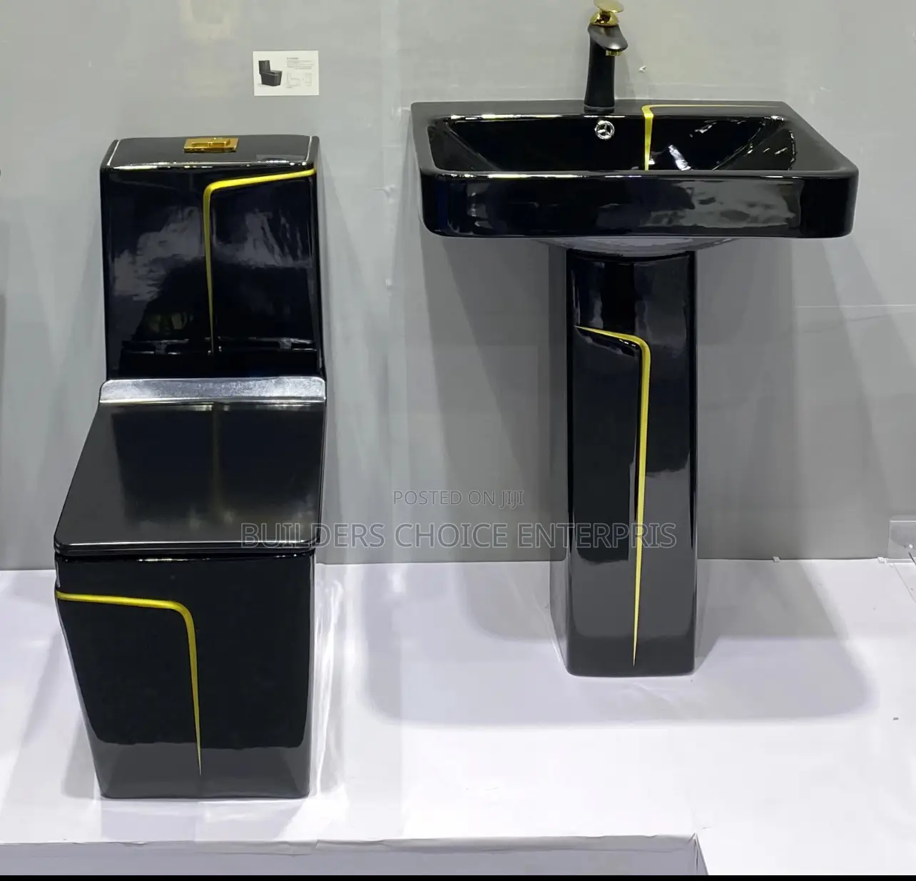 Gold And Black Water Closet With Wash Basin (2)