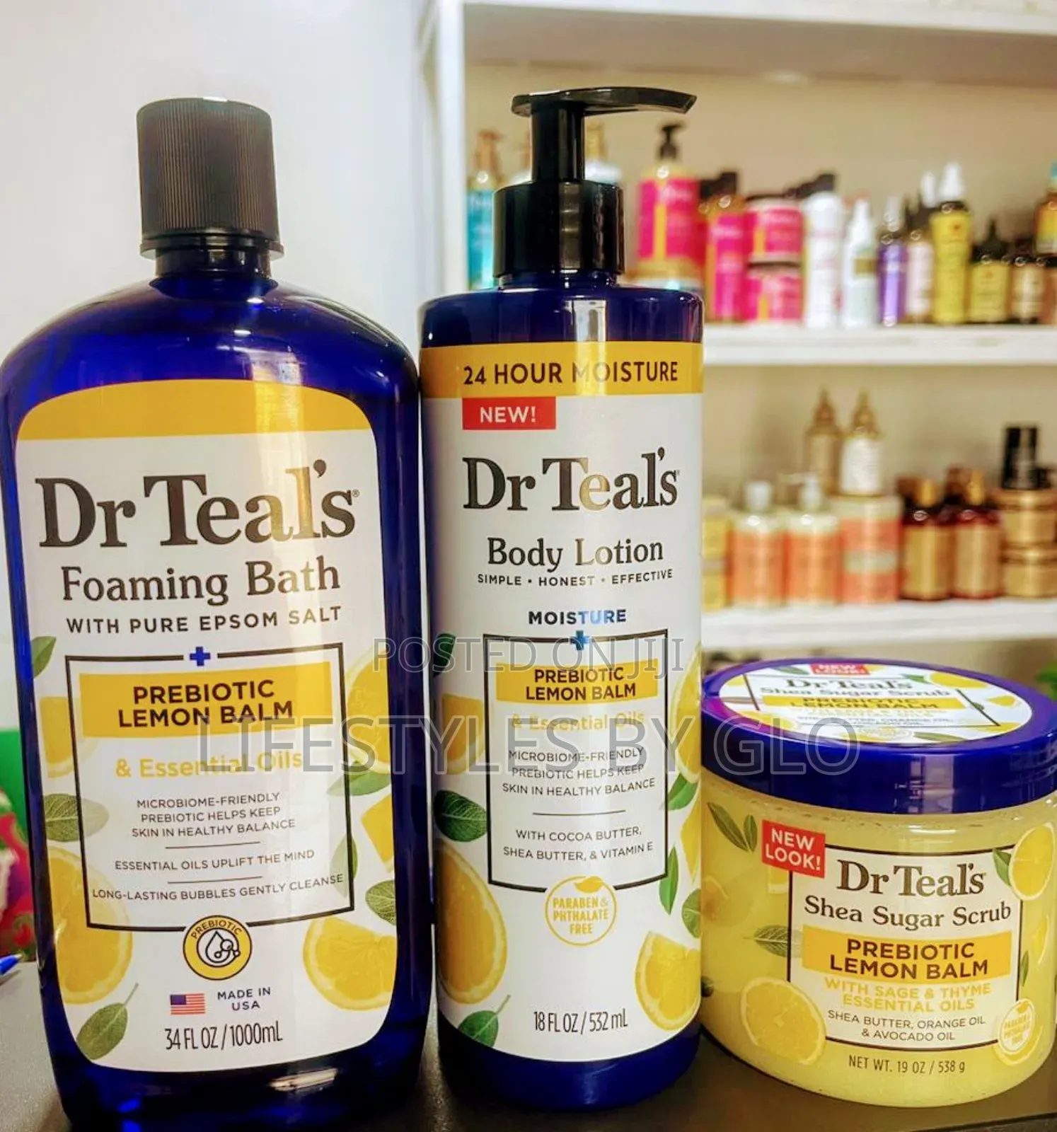 Dr Teal's Prebiotic Lemon Balm Lotion, Foaming Wash Scrub