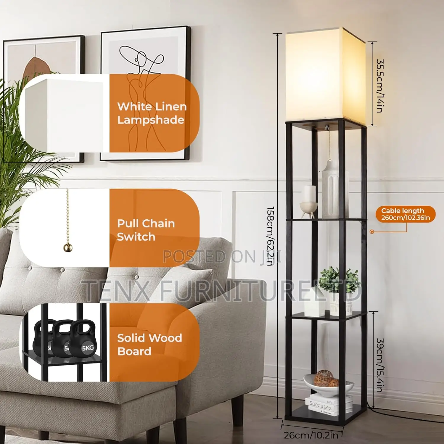 Floor Lamp (With Shelves Includes)