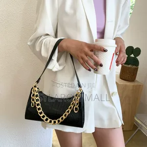 Crocodile Embossed Baguette Bag