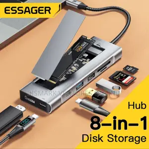 ESSAGER 8-in-1 USB-C Hub Integrates M.2 Nvme/Sata SSD.