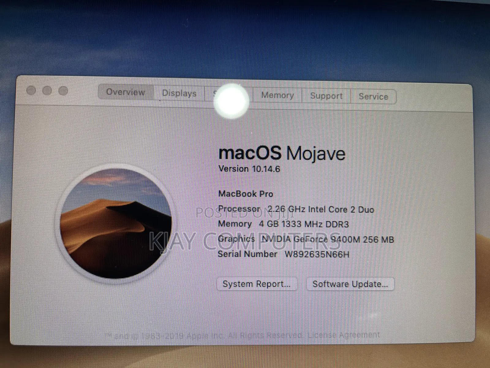 Laptop Apple MacBook Pro 4GB Intel Core 2 Duo HDD 320GB