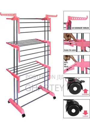 Modern Quality Durable Multipurpose Clothes Dryer Pink