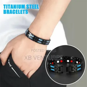 Double Row of Blue Carbon Magnet Bracelet