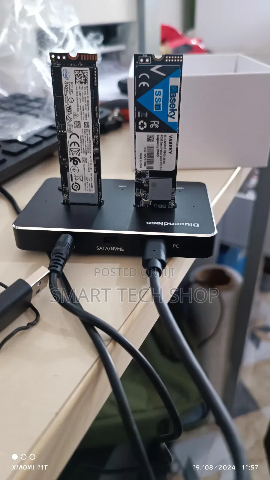 Dual Bay Nvme M.2 SSD 10gbps SSD External Clone Adaptor