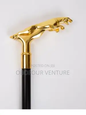 Golden Jaguar Head Walking Stick