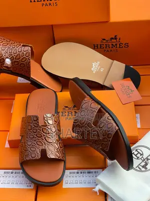 Hermes Leather Rough Skin Slippers for Men