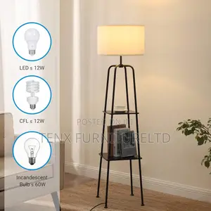 Floor Lamp ( With 2-Shelf Wood)