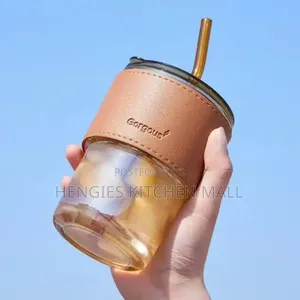 Glass Cup With Straw 400ml