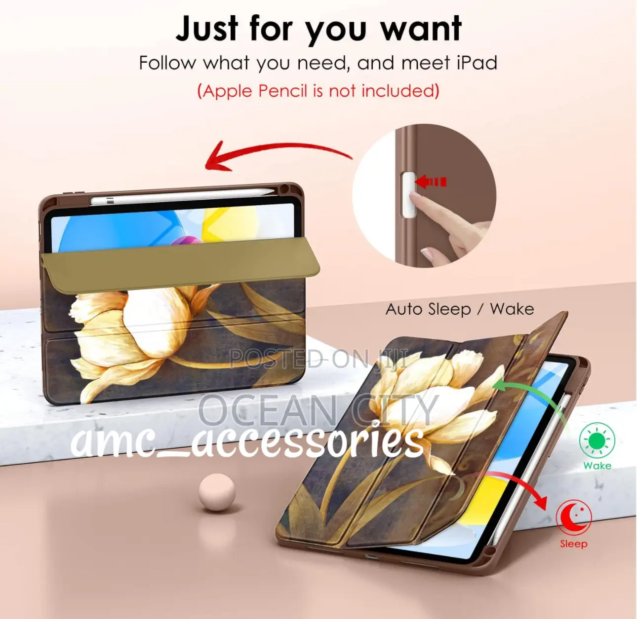 Floral Design iPad 10 Case / Pen Holder