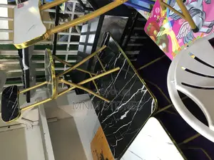 Black and Gold Study Table and Chair