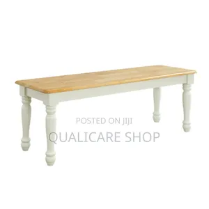 Solid Wood Dining Table, White and Natural Finish