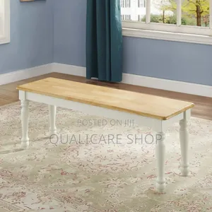 Solid Wood Dining Table, White and Natural Finish