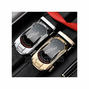 2 PCS Men's Belt Sports Car Leopard Style - Gold + Silver