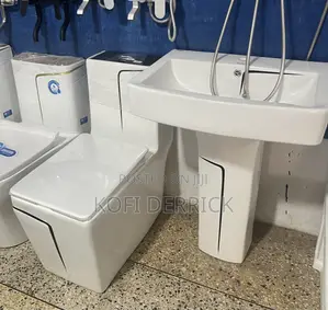 WC Set - Water Closet With Basin Set (White and Black)