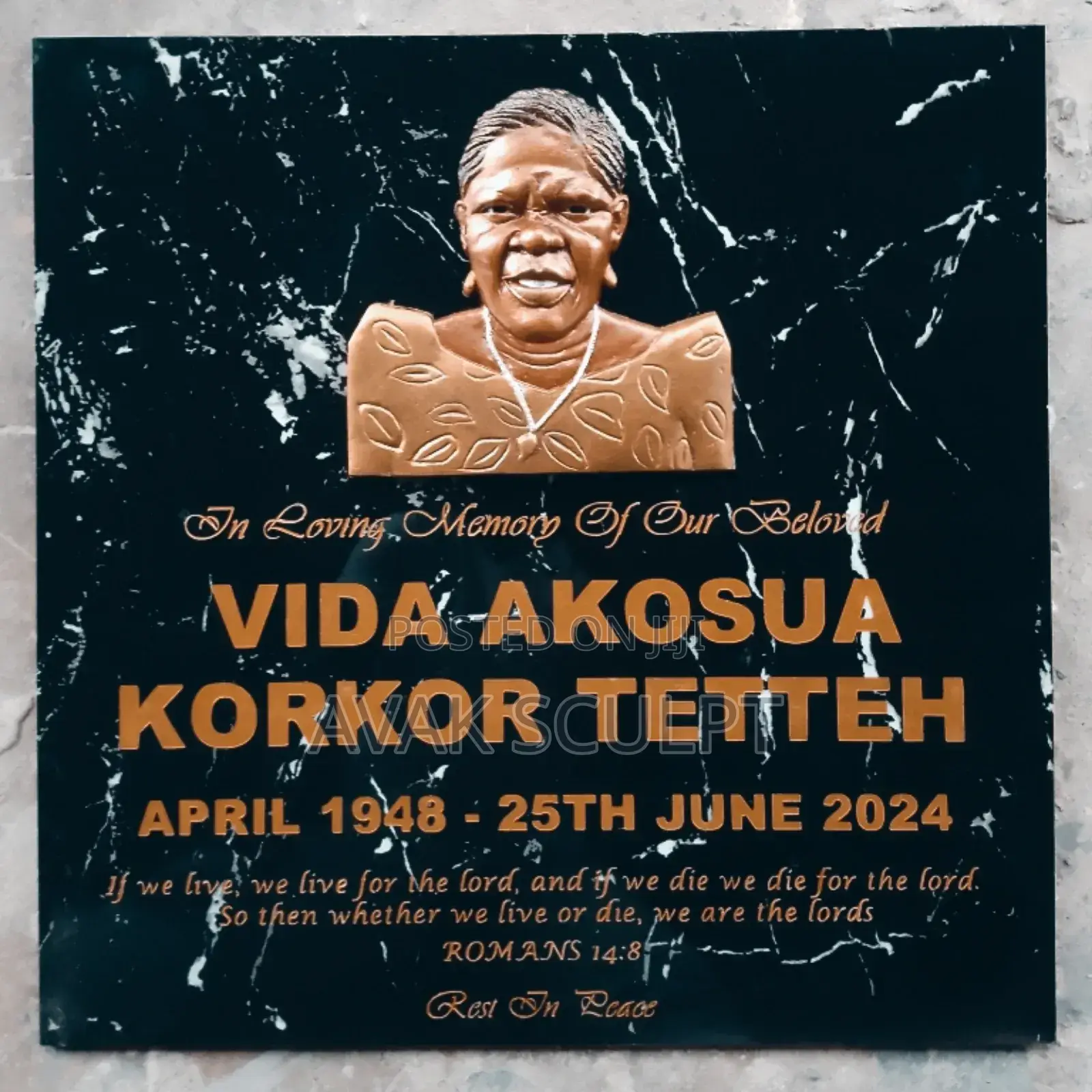 Engraving on Tiles With Relief Bust Sculpture
