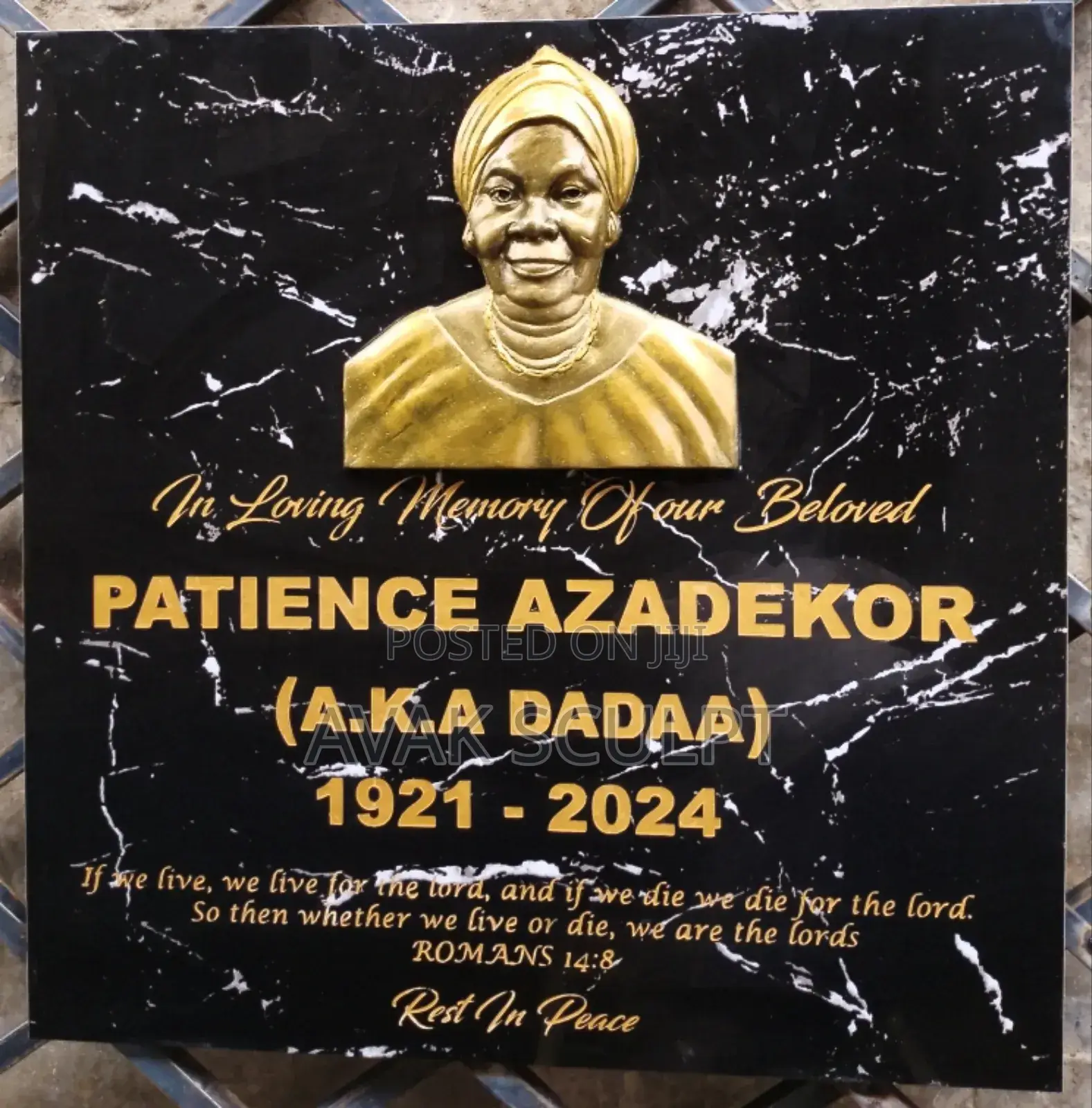 Engraving on Tiles With Relief Bust Sculpture
