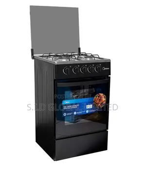 Brilliant MIDEA-4-BURNER-GAS-COOKER-BLACK-MIRROR-SP5055T08