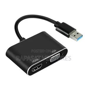 Usb 3.0 Male to Hdmi Female + Vga Female Converter