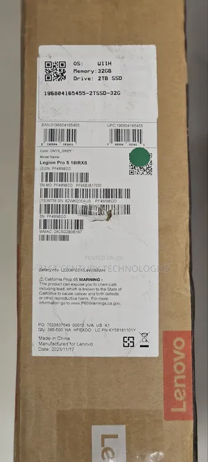New Laptop Lenovo Legion 5i 32GB Intel Core I9 SSD 2T