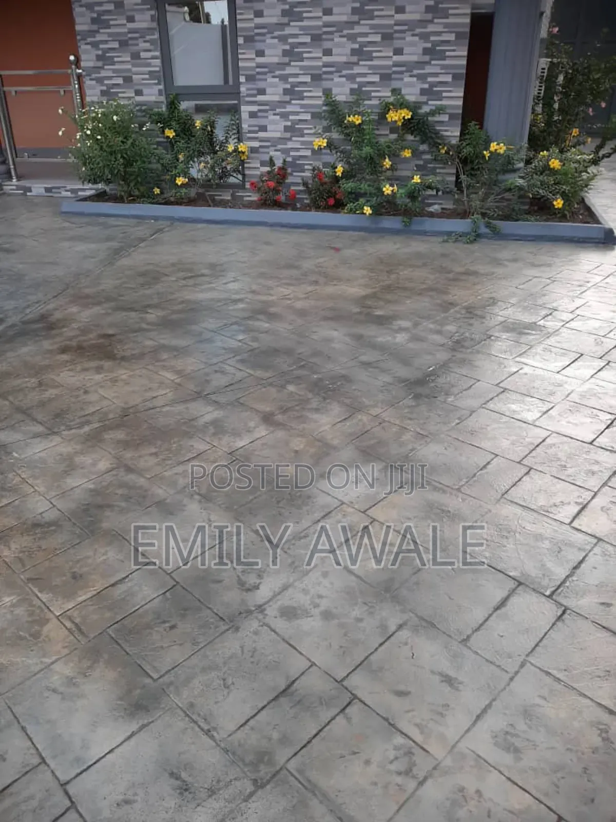 Concrete Stamp With Green Grass