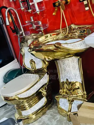 Luxury Toilet - Pedestal Basin - White Gold WC