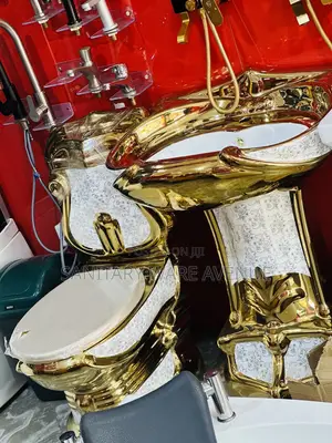 Luxury Toilet - Pedestal Basin - White Gold WC