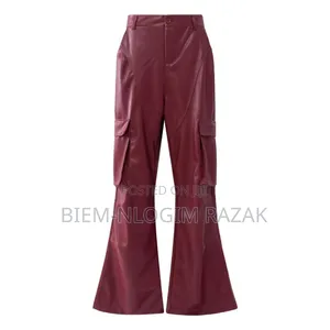 High Quality Leather Baggy Cargo Pants Available in Stock