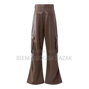 High Quality Leather Baggy Cargo Pants Available in Stock
