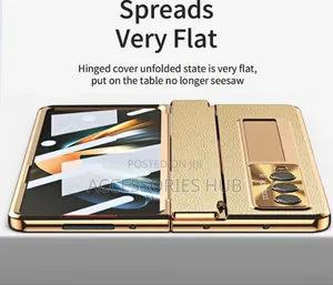 Z Fold 6 Gold Plated Case With Stand And Inbuilt Protector