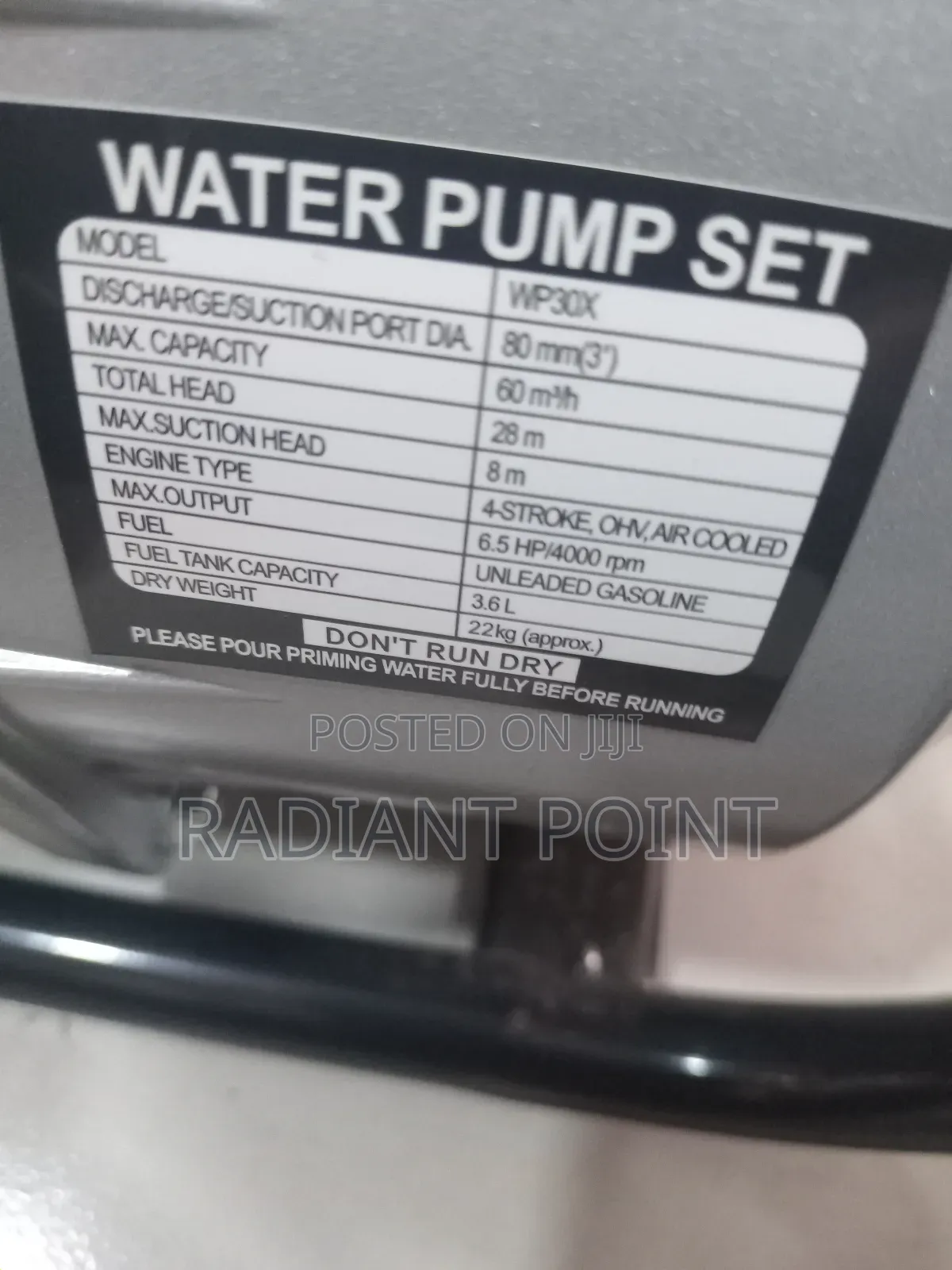 Honda Water Pump 3inches 6.5hp