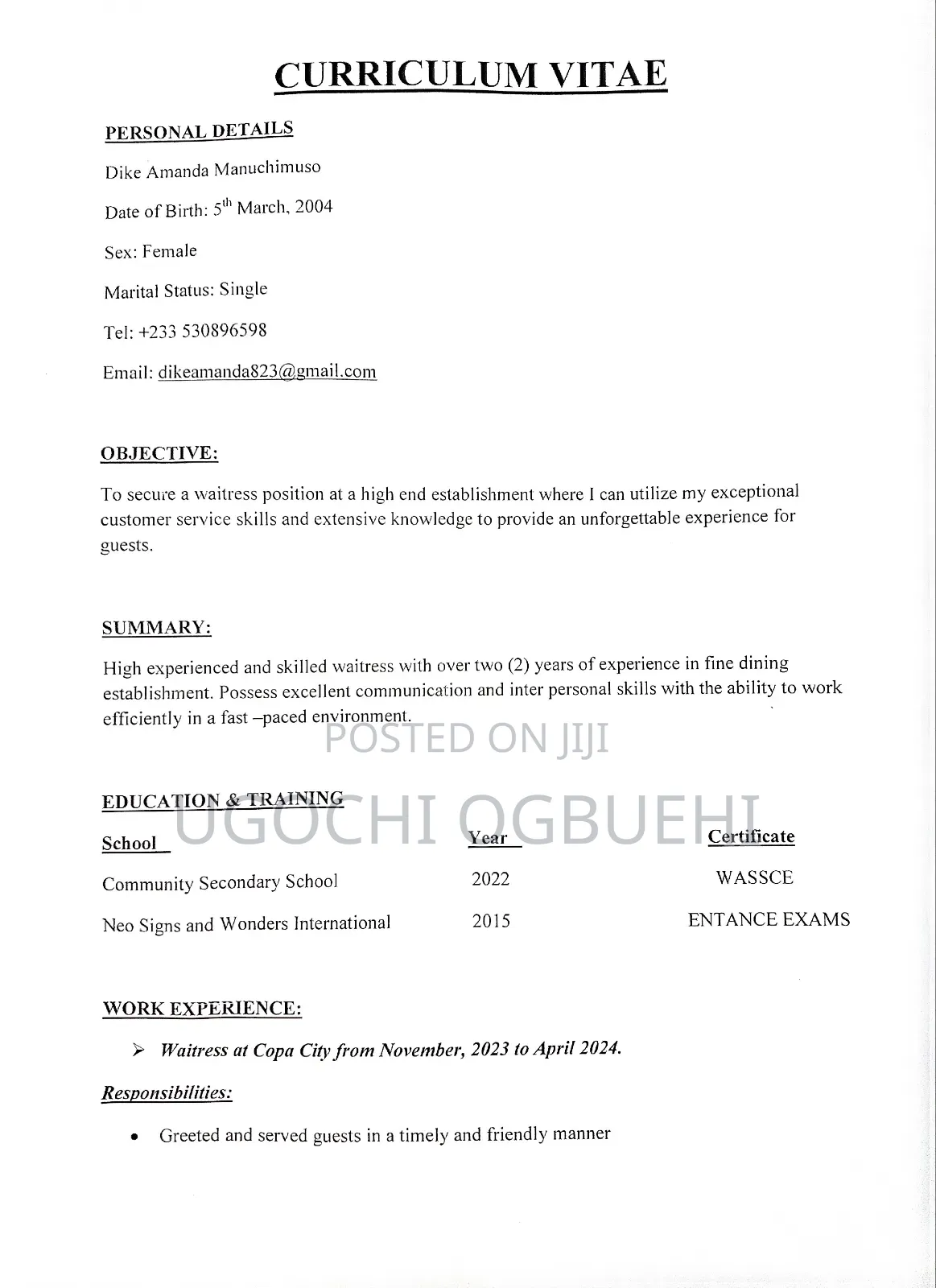 Customer Service Representative