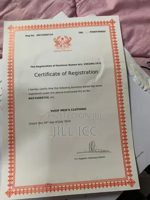 Business Certificate Registration/Tax Clearance Certificate