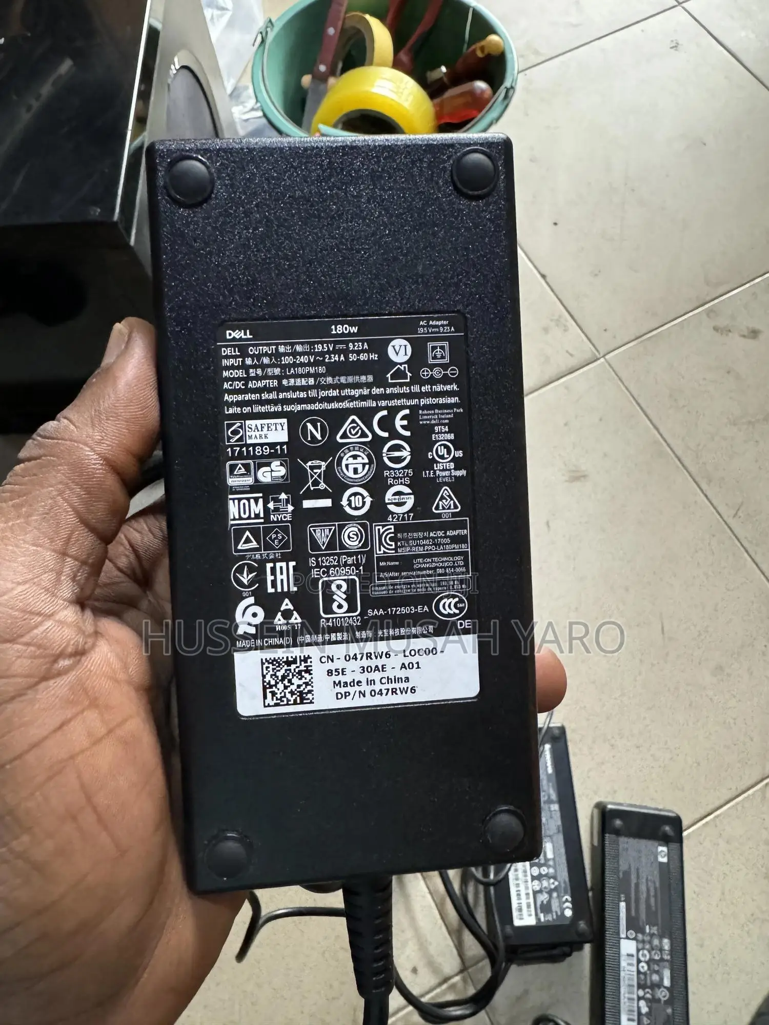 Gaming Charger Dell Big Pin 180 Watts