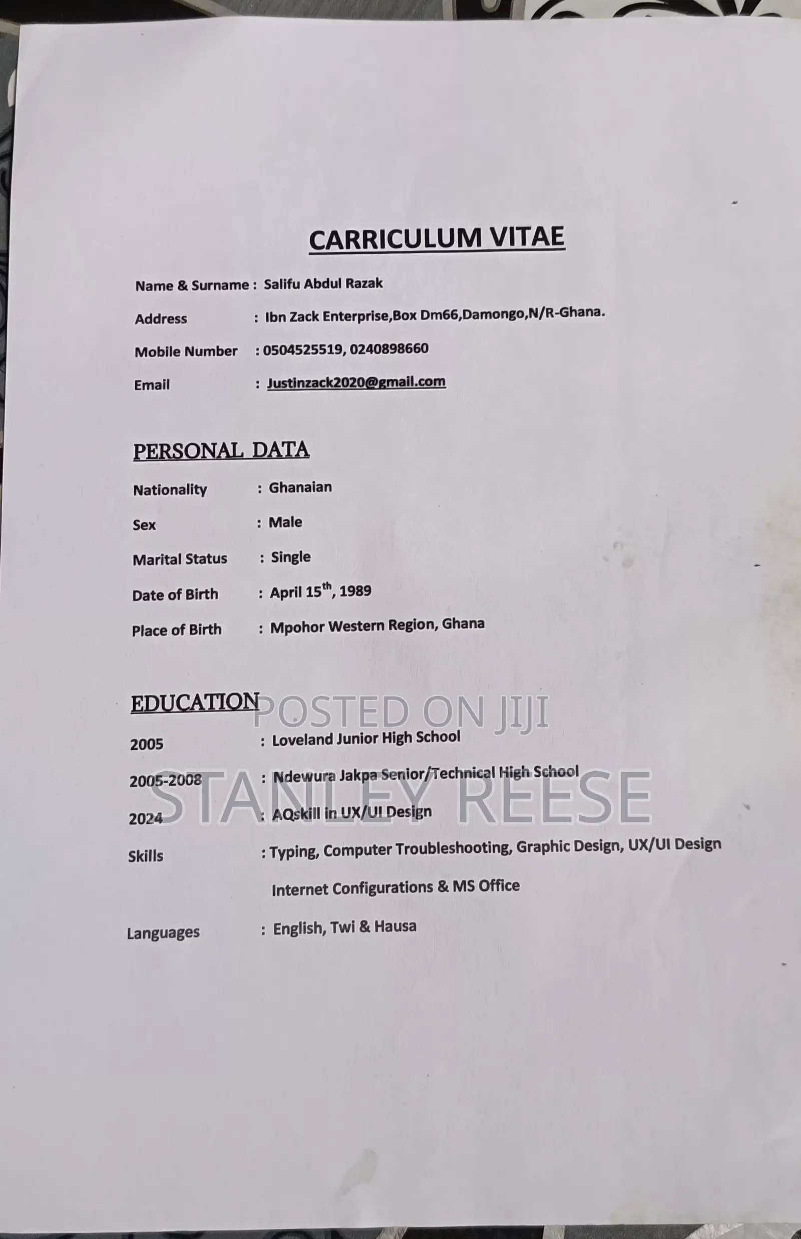 Manufacturing CV