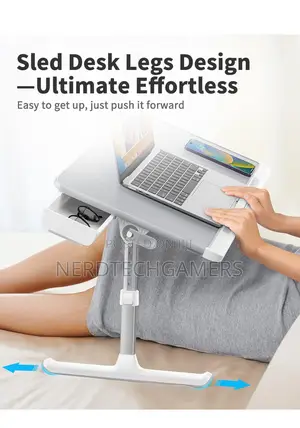 SAIJI Laptop Bed Tray Table, Adjustable PVC Leather Laptop