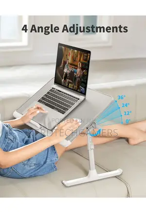 SAIJI Laptop Bed Tray Table, Adjustable PVC Leather Laptop