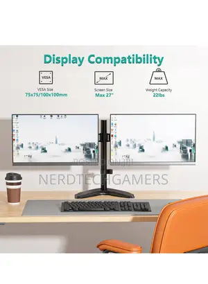 WALI Free Standing Dual LCD Monitor Fully Adjustable