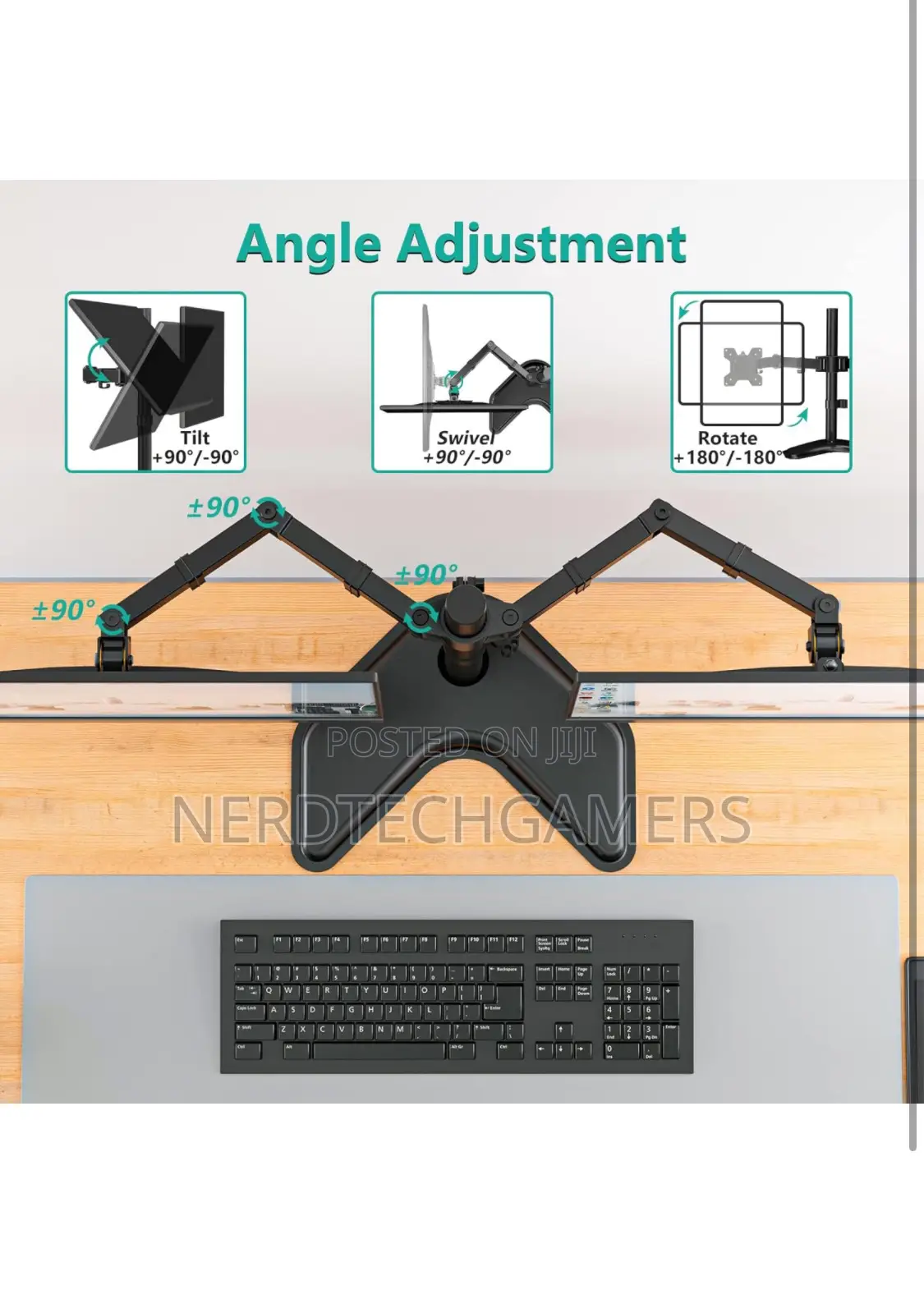 WALI Free Standing Dual LCD Monitor Fully Adjustable