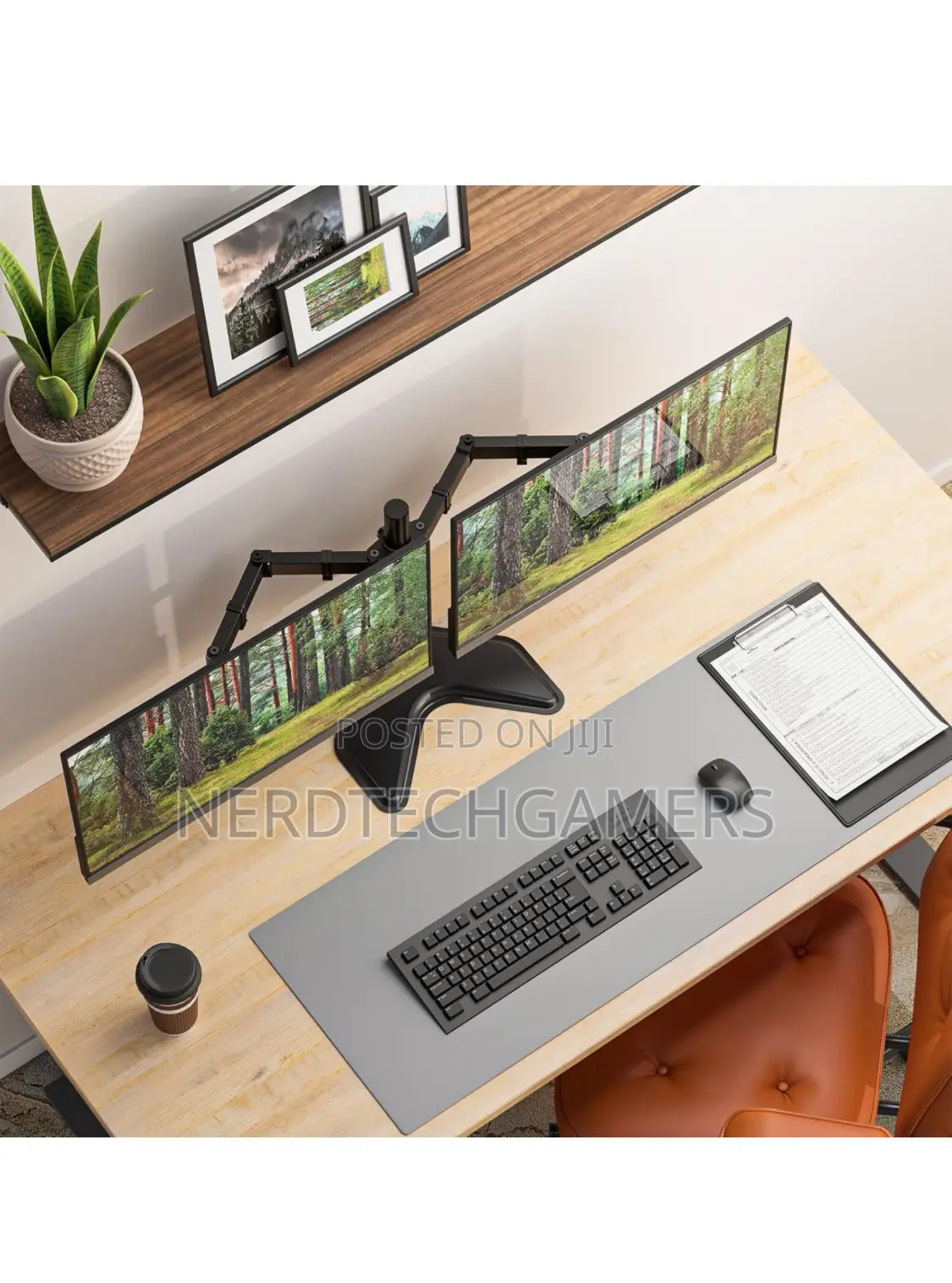 WALI Free Standing Dual LCD Monitor Fully Adjustable