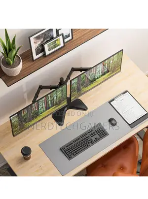 WALI Free Standing Dual LCD Monitor Fully Adjustable