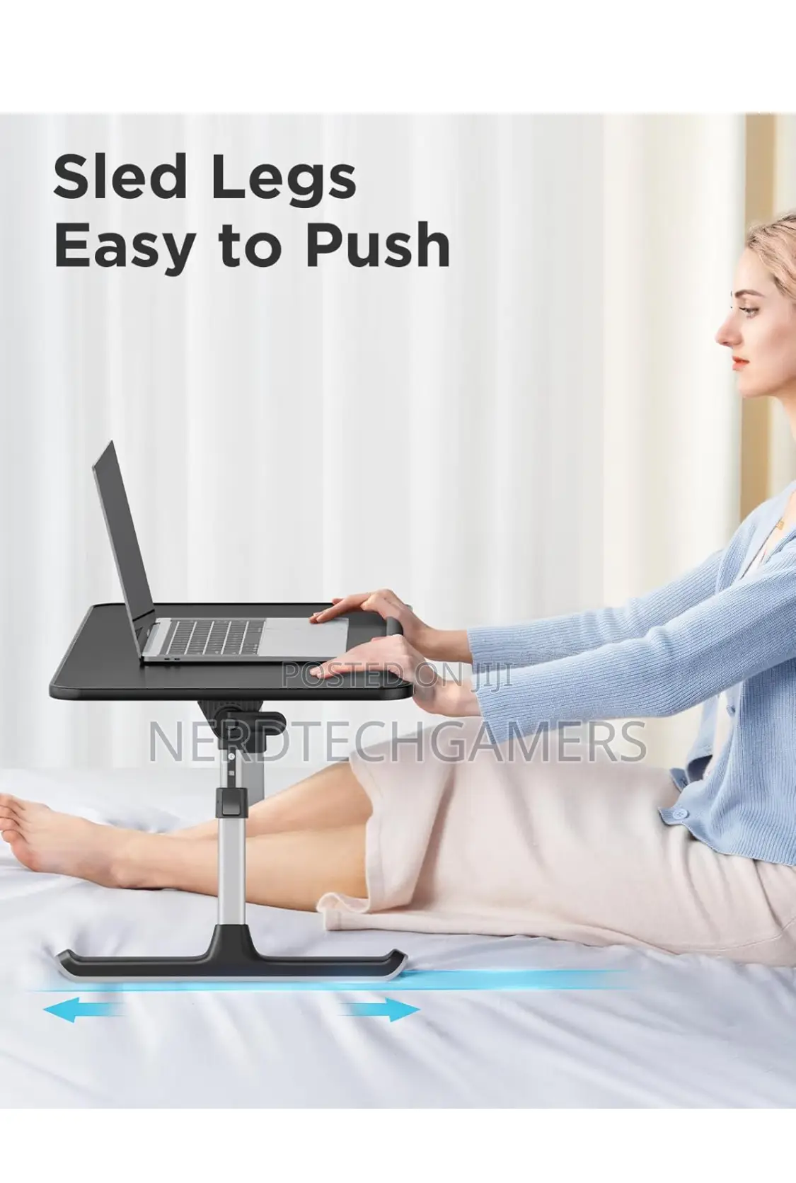 SAIJI Leather Laptop Bed Tray Table, Adjustable Laptop Stand