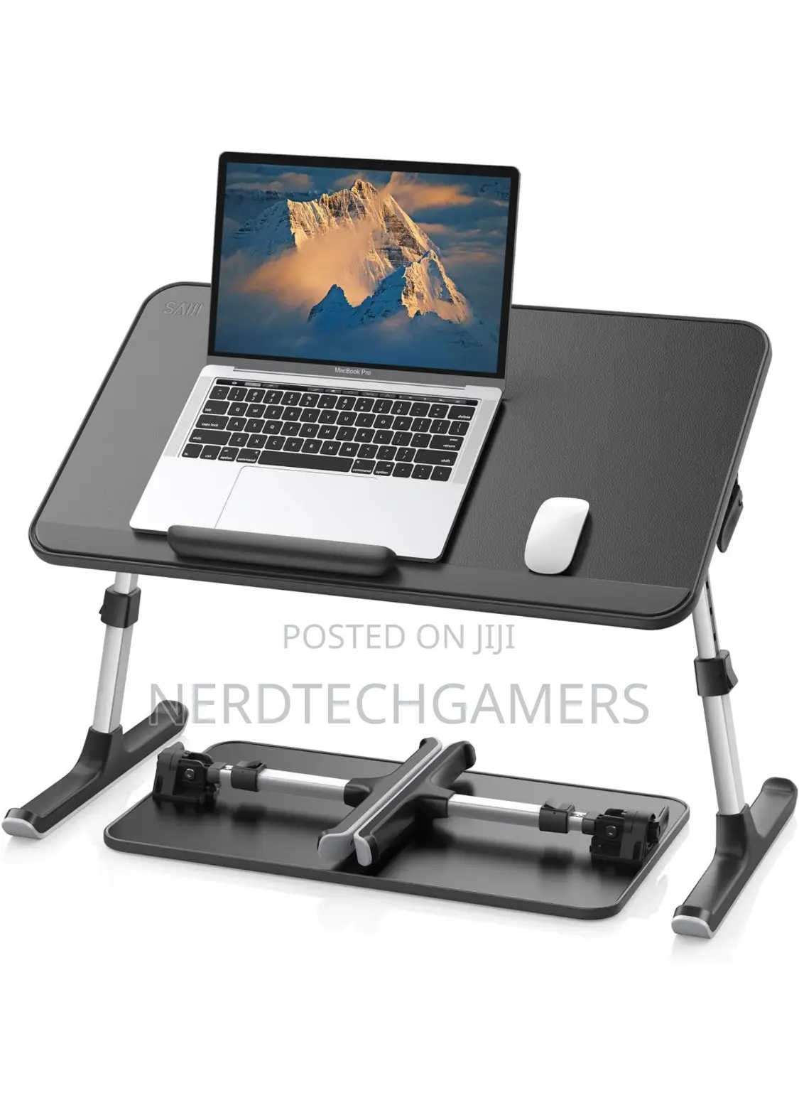 SAIJI Leather Laptop Bed Tray Table, Adjustable Laptop Stand