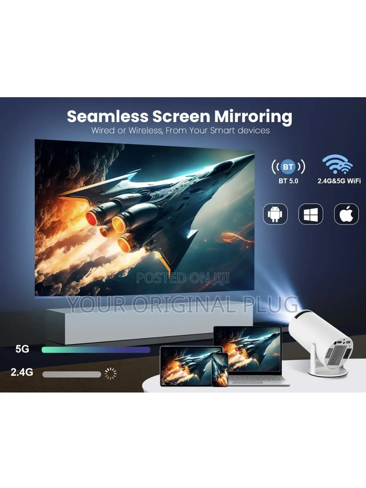 Ultra Hd Mini Portable Smart Projector With Bluetooth