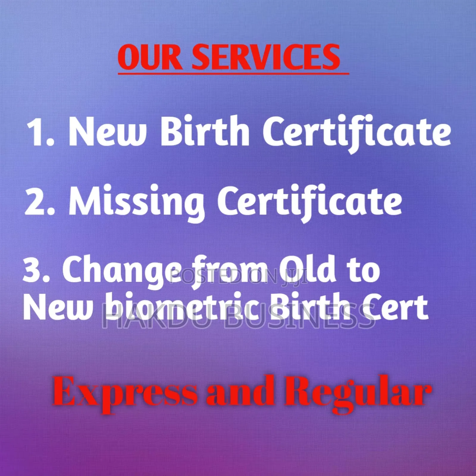 Biometric Birth Certificate (New/Replacement)