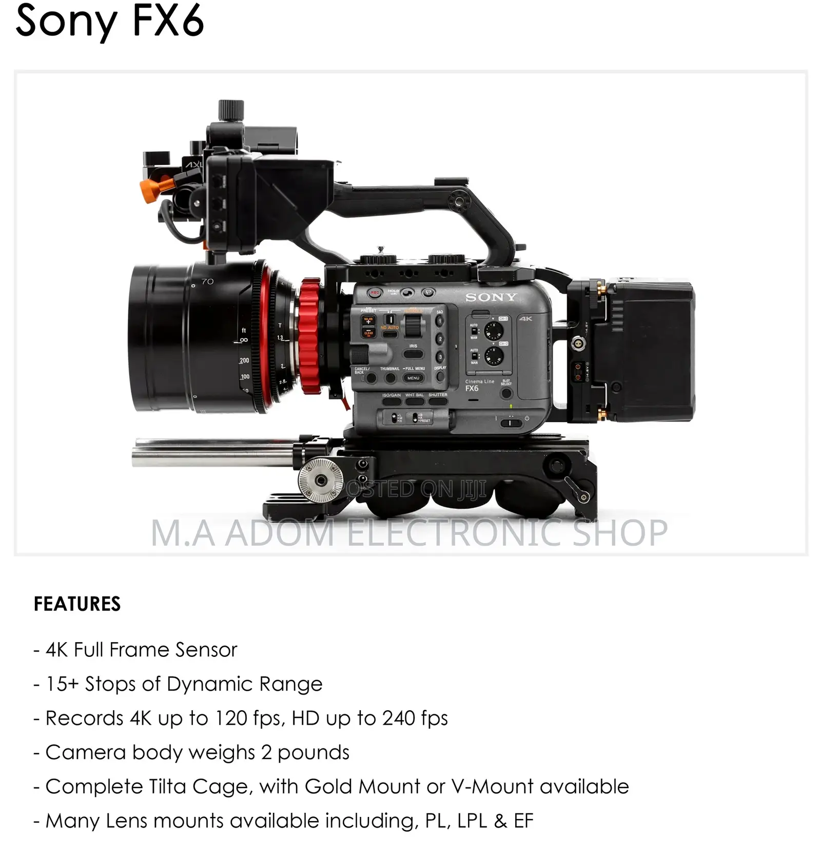 Sony Fx Cinema Camera for Film Making Body Only