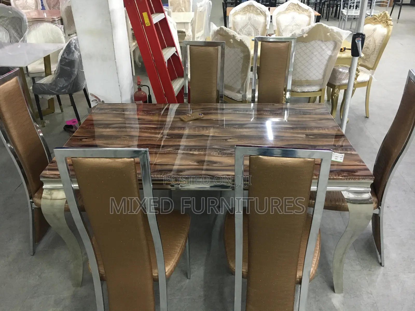Marble Dining Table With Quality 6 Chairs ( Classic Marble Dining Set)