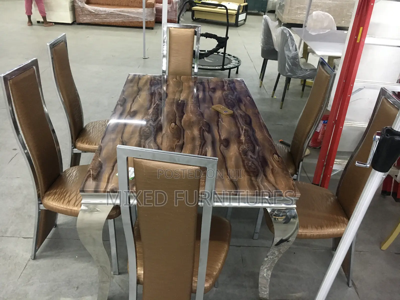 Marble Dining Table With Quality 6 Chairs ( Classic Marble Dining Set)