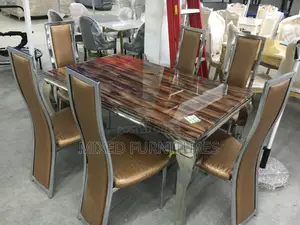 Marble Dining Table With Quality 6 Chairs ( Classic Marble Dining Set)