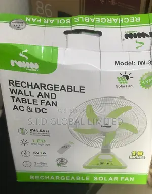 Suitable Iwin Rechargeable Wall and Table Fan AC/DC 16 Inche